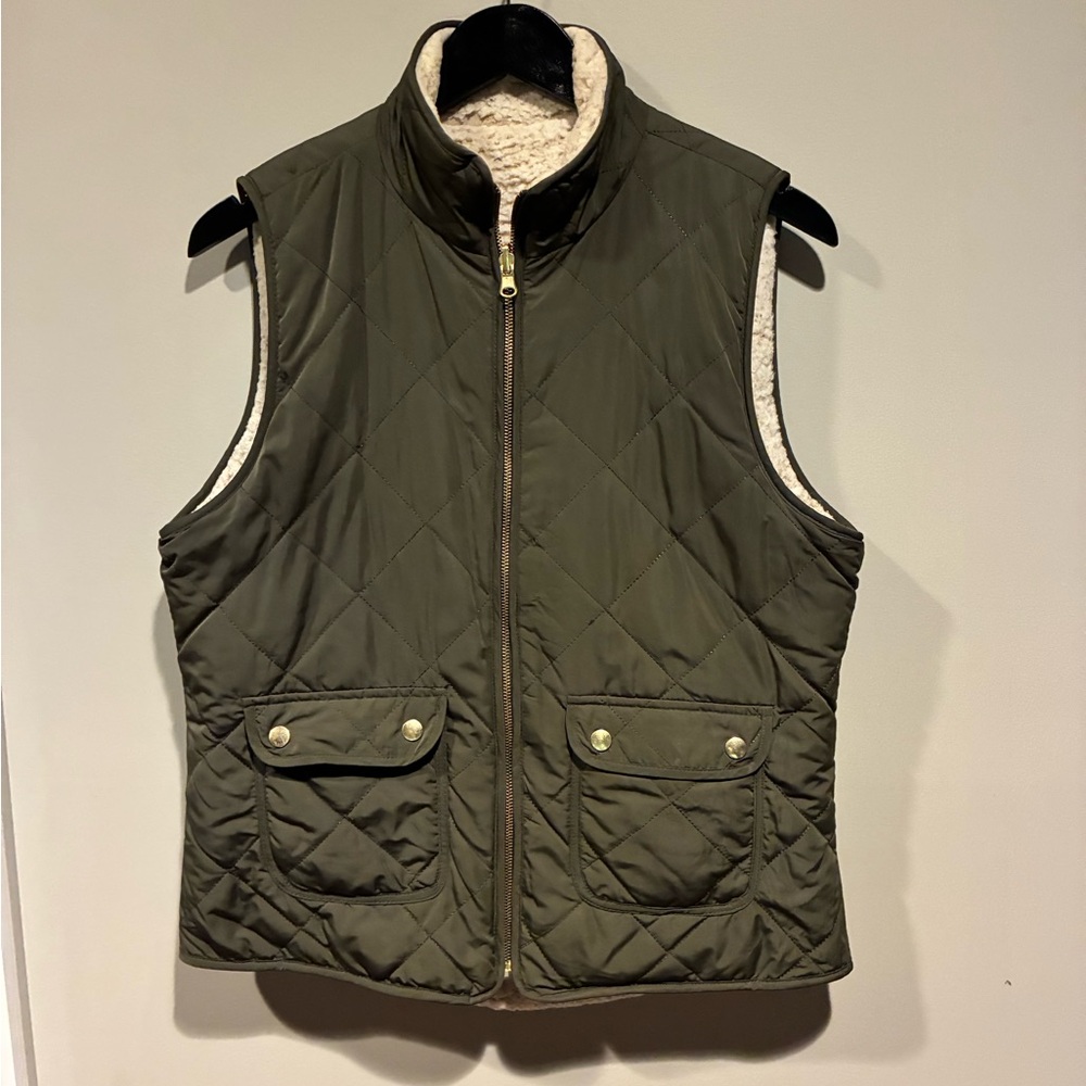 REVERSIBLE Quilted Olive Green Vest